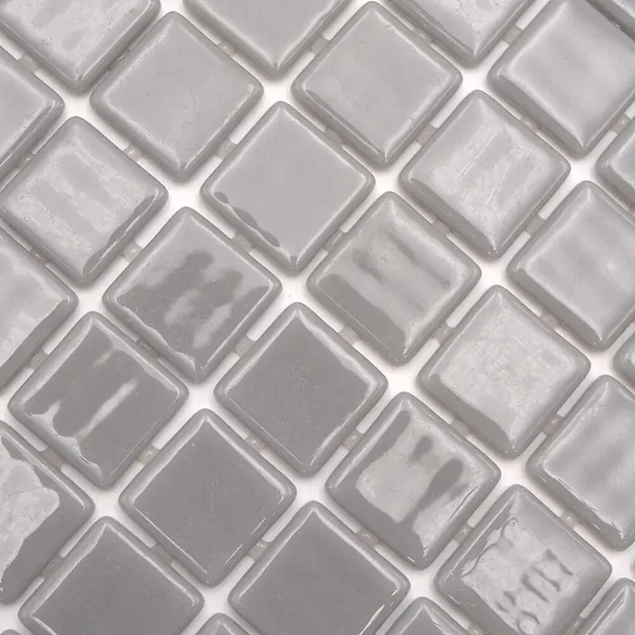 Mosaikfliese Quadrat Eco VP25108PUR - 31,6 x 31,6 cm, Glas, Dunkelgrau, Glänzend - Graue, glänzende, rautenförmige Mosaikfliesen.