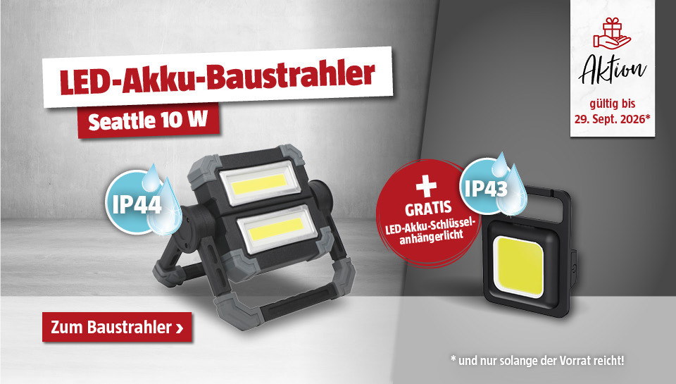 Aktion Baustrahler mit gratis Schlüsselanhängerlicht