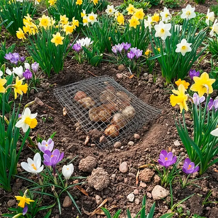 Windhager Schutzgitter - Silber, L x B x H: 23 x 21 x 5 cm - Drahtgitter schützt Blumenzwiebeln im Gartenbeet zwischen blühenden Narzissen und Krokussen.