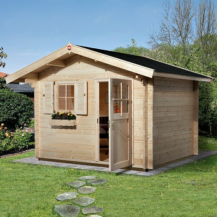 Gartenhaus Holz, cm, | 6,343 225 315 (B 249 x Weka (Außenmaß Dachüberstand inkl. m²) BAUHAUS x Schwedenrot/Weiß, T):