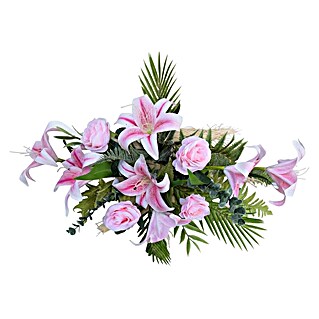Umetna rastlina Lilije in vrtnice (Višina: 30 cm, Barva cveta: Roza, Plastika)