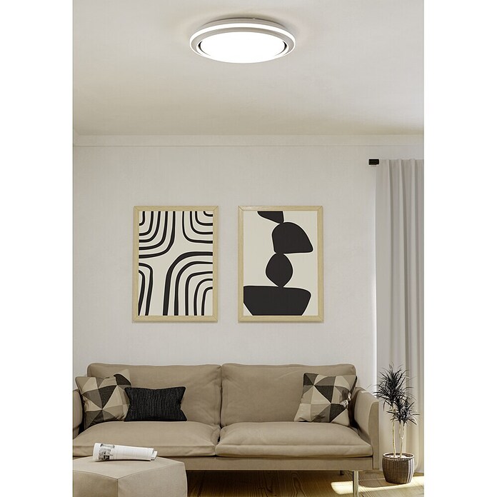 LED-Wand- & Deckenleuchte rund Semovigo (Ø x H: 40 x 6 cm, 18 W, Weiss/Grau, Warmweiß) | BAUHAUS