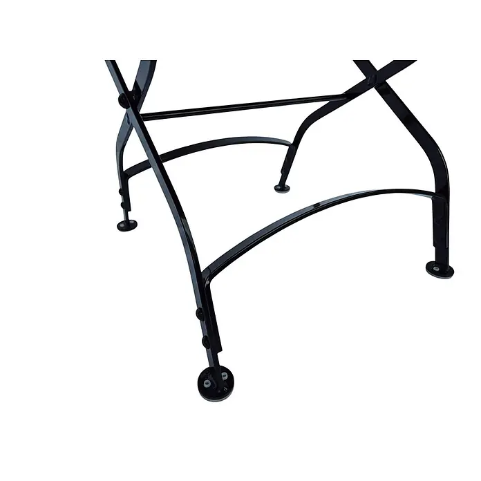CHEFGASTRO Biergartenstuhl BAVARIA Made in Germany 1 Sitzer HxBxT 90x42x46cm klappbar wetterfest & UV-beständig Eschenholz Schwarz/Braun -  - Schwarze Metallklappmöbelbeine mit Kreuzstreben und schützenden Füßen.