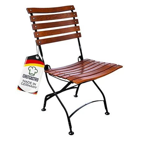 CHEFGASTRO Biergartenstuhl BAVARIA Made in Germany 1 Sitzer HxBxT 90x42x46cm klappbar wetterfest & UV-beständig Eschenholz Schwarz/Braun