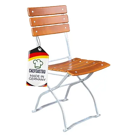 CHEFGASTRO Biergartenstuhl BERGWIESE Made in Germany 1-Sitzer HxBxT 89x40x42cm wetterfest & UV-beständig Eschenholz Silber/Braun
