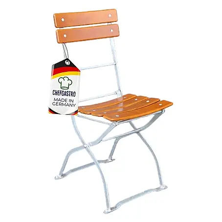 CHEFGASTRO Biergartenstuhl BERGWIESE Made in Germany 1-Sitzer HxBxT 89x35x40cm wetterfest & UV-beständig Eschenholz Silber/Braun