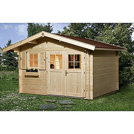 Weka Gartenhaus Rom (Außenmaß inkl. Dachüberstand (B x T): 420 x 374 cm, Holz, Natur, 10,2 m²)