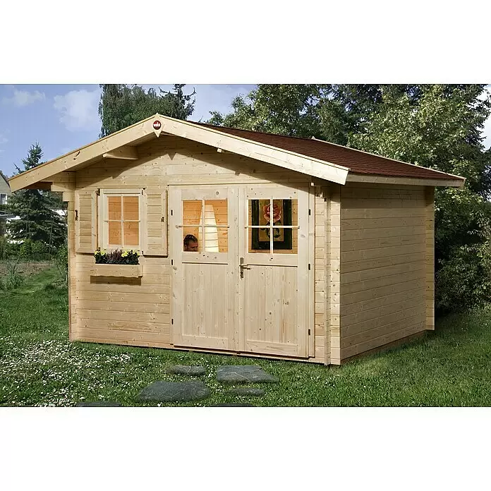 Weka Gartenhaus Rom - Außenmaß inkl. Dachüberstand (B x T): 420 x 374 cm, Holz, Natur, 10,2 m² - Stimmungsaufnahme