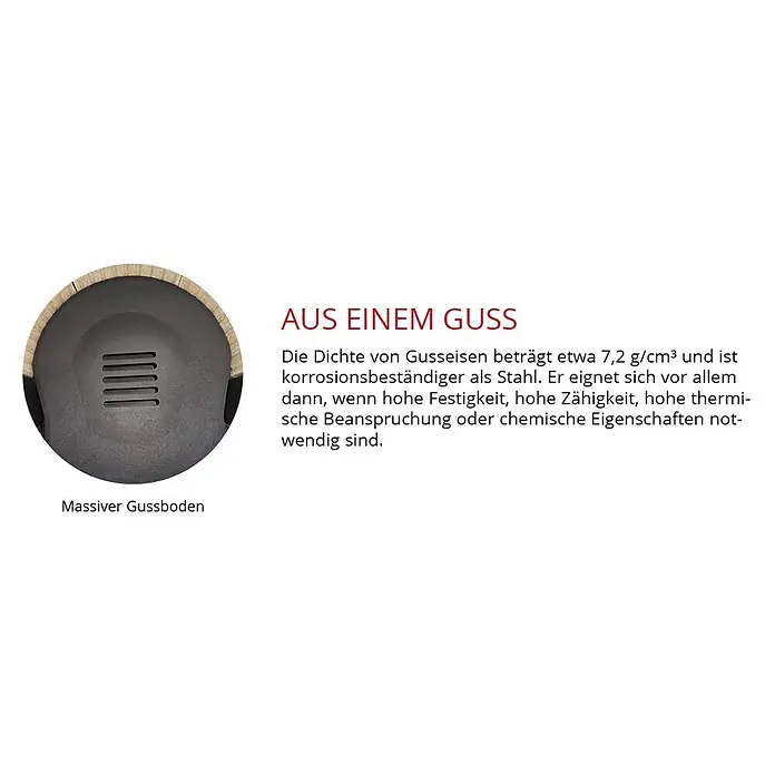 Justus Kaminofen Faro C - 6 kW, Raumheizvermögen: 115 m³, Schwarz - Dunkelgrauer, massiver Gussboden mit Lüftungsschlitzen.
