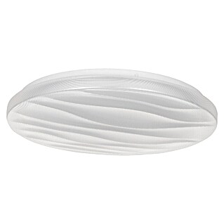 LED-Deckenleuchte rund Sarmeola (Ø x H: 39 x 7,5 cm, 24 W, Wellendesign, Weiß)