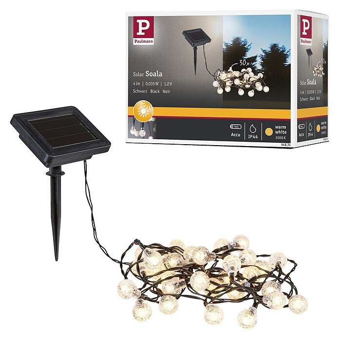 Paulmann LED-Solar-Lichterkette Soala (Außen, Länge: 3,9 m, Warmweiß) | BAUHAUS