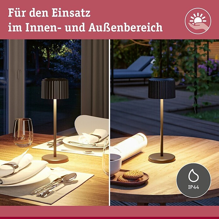 Paulmann Solar-Tischleuchte Else (Schwarz, IP44, Ø x H: 102 x 305 mm) | BAUHAUS