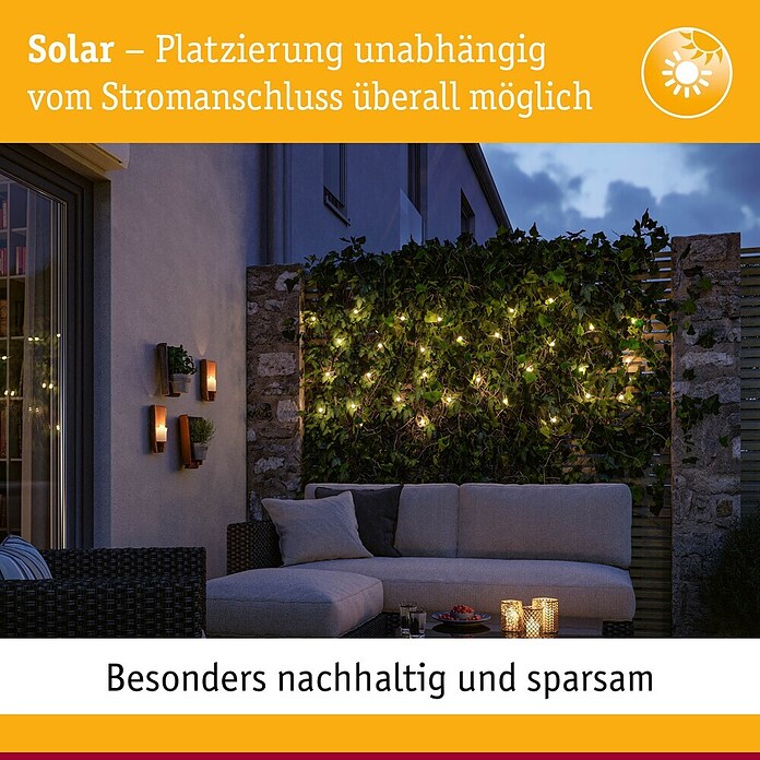 Paulmann LED-Solar-Lichterkette Soala (Außen, Länge: 3,9 m, Warmweiß) | BAUHAUS
