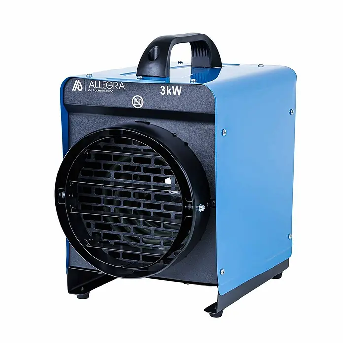 ALLEGRA Heizlüfter AB-H30 3,0 kW 230 V -  - Blauer und schwarzer ALLEGRA 3kW Industrielüfter mit Tragegriff und Frontgitter.