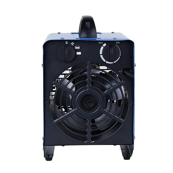 ALLEGRA Heizlüfter AB-H30 3,0 kW 230 V -  - Blauer und schwarzer Industrieheizlüfter mit Bedienknöpfen und Lüftergitter.