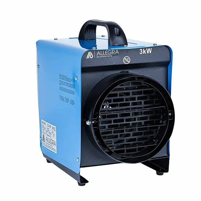 ALLEGRA Heizlüfter AB-H30 3,0 kW 230 V -  - Blauer und schwarzer Allegra 3kW Elektroheizer mit robustem Design und Tragegriff.
