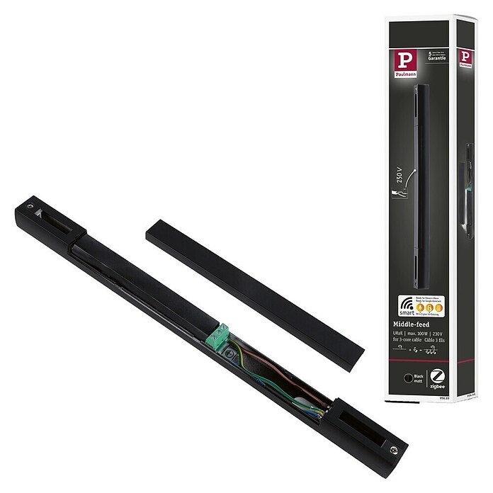 Paulmann Mittel-Einspeisung Urail (L x B x H: 304 x 21 x 18 mm, Schwarz Matt) | BAUHAUS