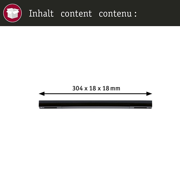 Paulmann Mittel-Einspeisung Urail (L x B x H: 304 x 21 x 18 mm, Schwarz Matt) | BAUHAUS