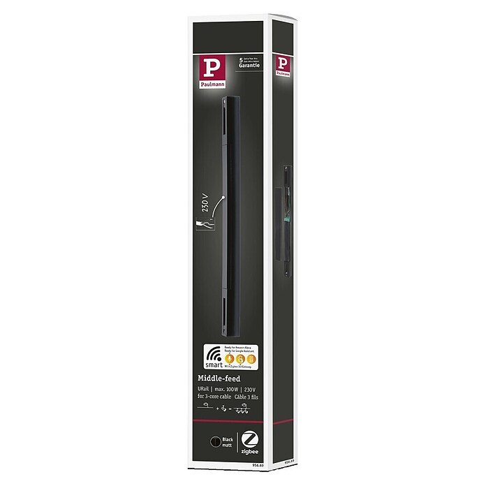 Paulmann Mittel-Einspeisung Urail (L x B x H: 304 x 21 x 18 mm, Schwarz Matt) | BAUHAUS