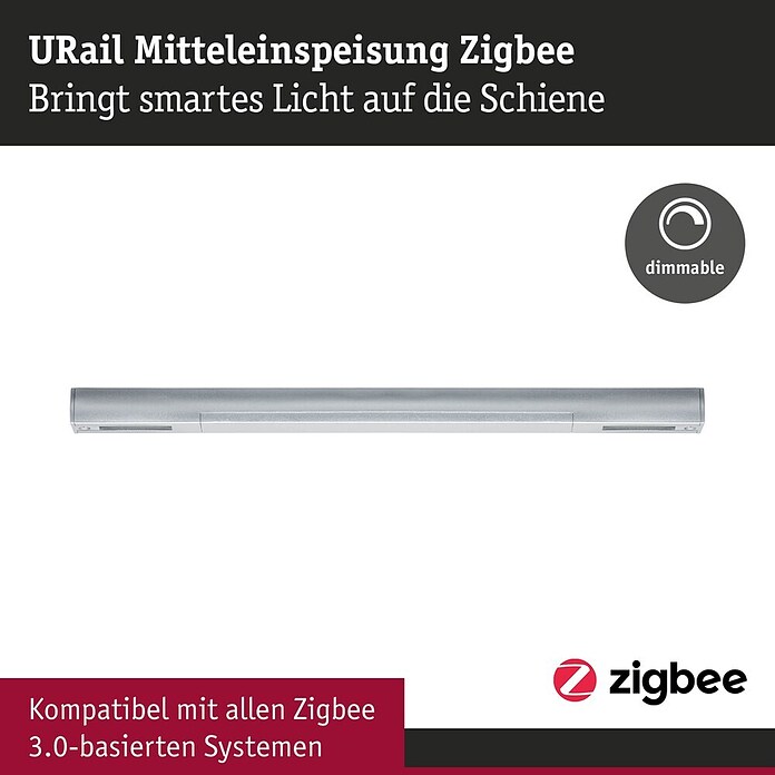 Paulmann Mittel-Einspeisung Urail (L x B x H: 304 x 21 x 18 mm, Chrom) | BAUHAUS