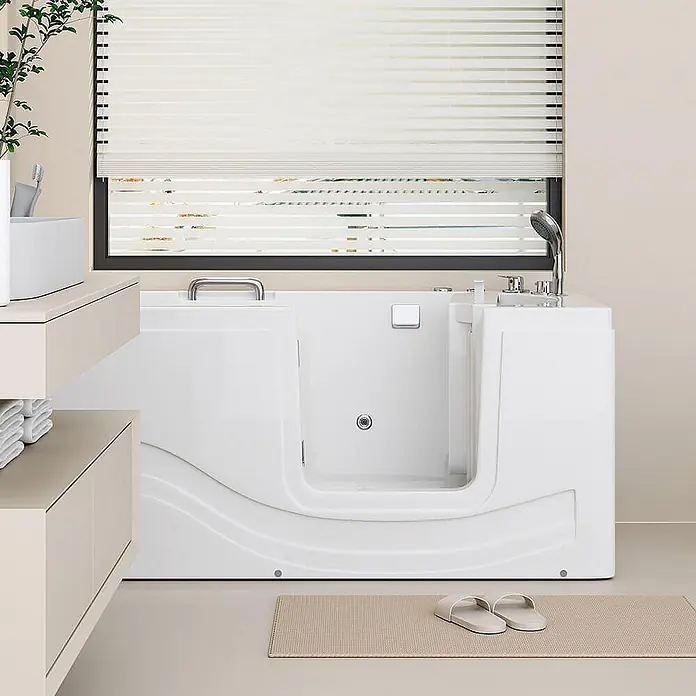 Home Deluxe Badewanne VITAL M - Weiß - Weiße Badewanne mit Einstiegstür und Haltegriff, für einfachen und sicheren Zugang sowie verbesserte Barrierefreiheit.