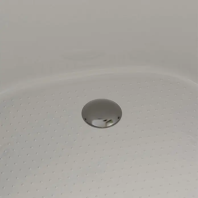 Home Deluxe Badewanne VITAL M - Weiß - Weiße Duschwanne mit Antirutsch-Noppen und zentralem Chromablauf.