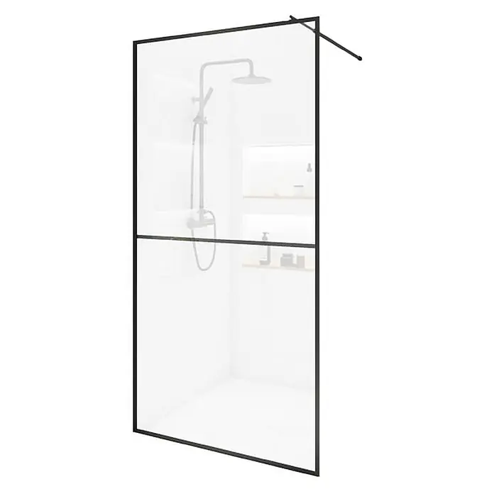 Home Deluxe Duschabtrennung BAKI schwarz 90 x 200 cm -  - Modernes, schwarz gerahmtes Duschpaneel aus Klarglas.