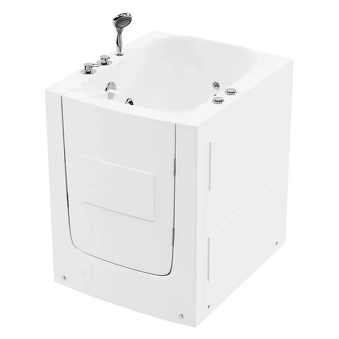 Home Deluxe Badewanne VITAL L - Weiß - Weisse barrierefreie Badewanne mit Duschkopf und Bedienelementen für leichten Zugang.