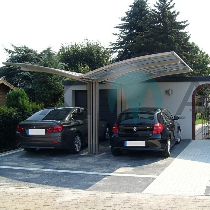 Ximax Carport Portoforte Y 110 (4,9 x 5,4 m, Einfahrtshöhe: Max. 2,2 m, Edelstahloptik, Schneelast: 137 kg/m²)