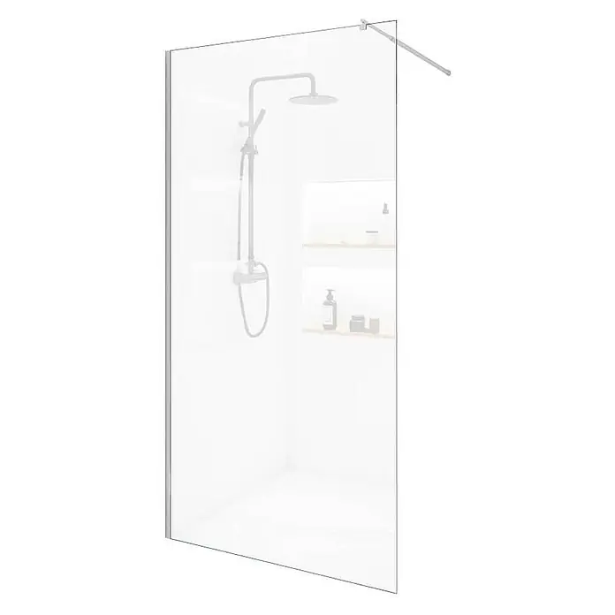 Home Deluxe Duschabtrennung BAKI Aluminium 160 x 200 cm -  - Duschwand aus Klarglas mit silberner Stabilisierungsstange für begehbare Duschen.