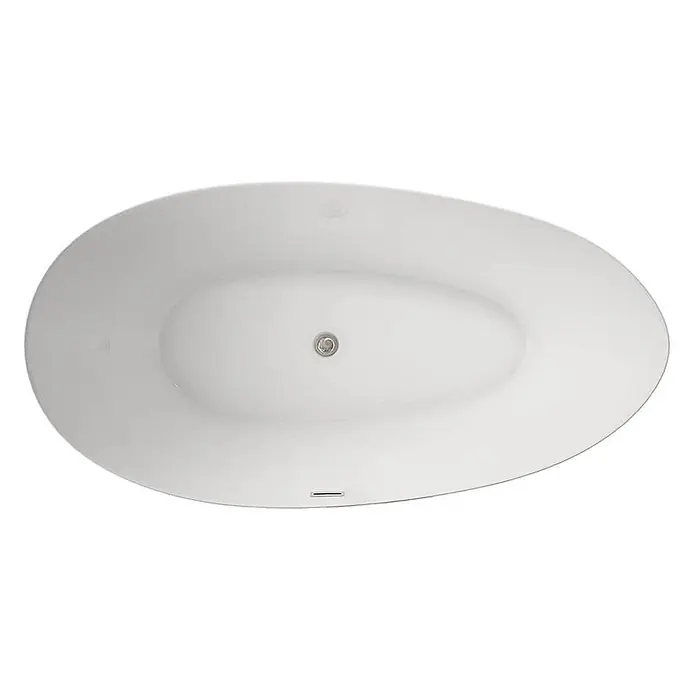 Home Deluxe Freistehende Badewanne DELIA - Weiß - Weiße, glänzende, asymmetrische freistehende Badewanne mit zentralem Abfluss und linearem Überlauf.