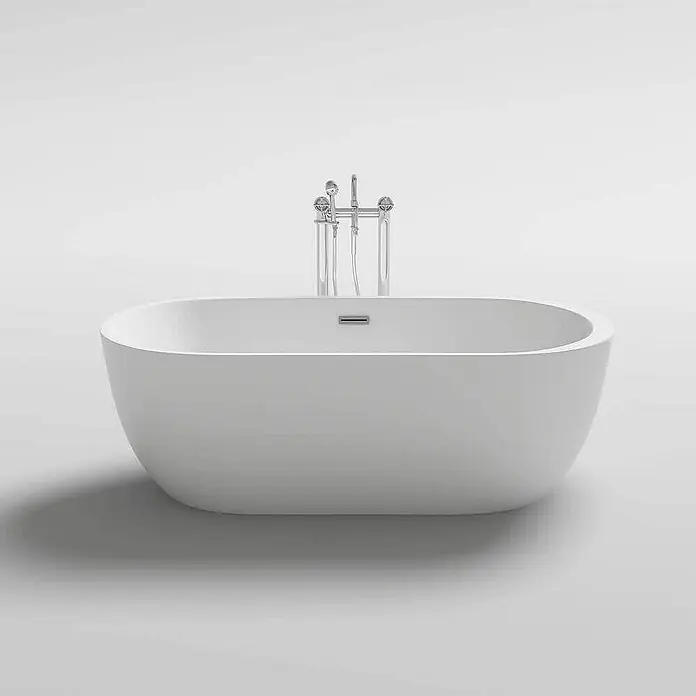 Home Deluxe Freistehende Badewanne CODO - Weiß - Weiß-ovale freistehende Badewanne mit bodenstehender Chrom-Armatur.