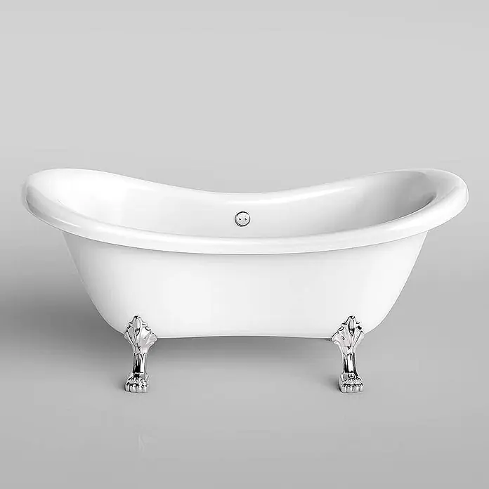 Home Deluxe Freistehende Badewanne FAMA - Weiß - Weiße freistehende Badewanne mit verchromten Klauenfüßen.