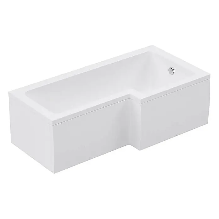 Home Deluxe Badewanne ELARA Links -  - Weißes L-förmiges Badewanne mit Chrom-Überlauf.