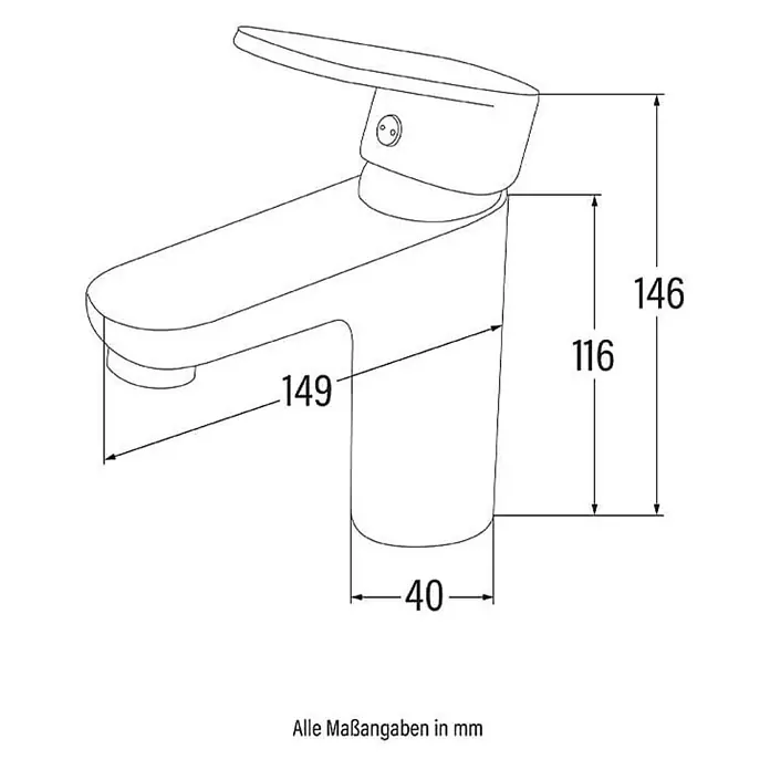 Home Deluxe Waschtischarmatur RADIANT - Chrome - Maße einer Einhebel-Waschtischarmatur: 149mm Ausladung, 116mm Auslaufhöhe, 146mm Gesamthöhe.