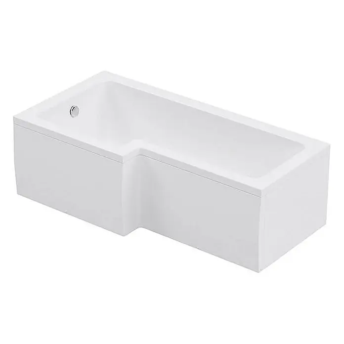 Home Deluxe Badewanne ELARA Rechts -  - Weiße L-förmige Duschbadewanne mit integrierter Verkleidung.