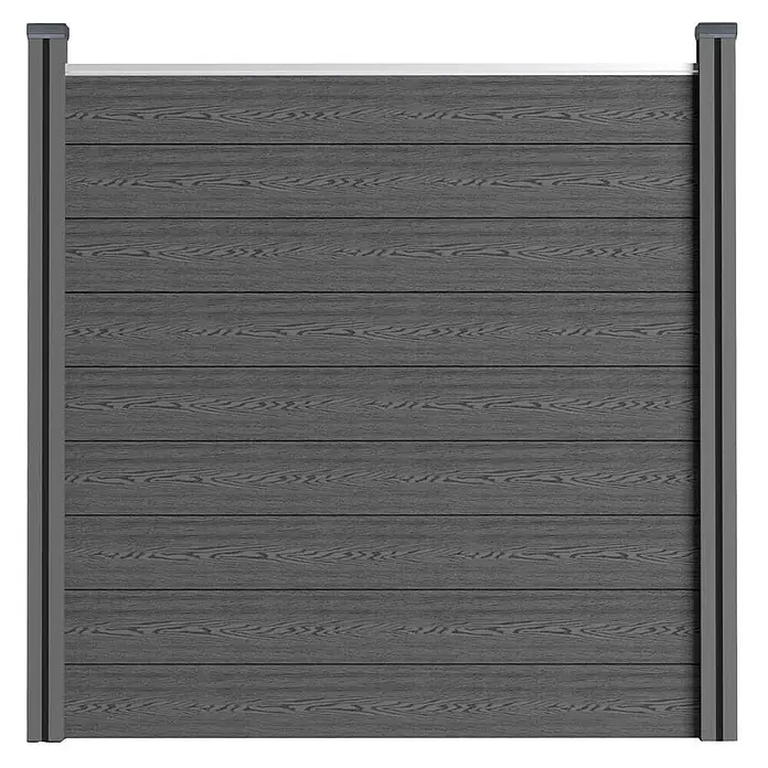 Home Deluxe Nutleiste CALLUX STRIPE 1er Set -  - Dunkelgraues WPC-Sichtschutzelement mit Holzmaserung, eingefasst von zwei Pfosten.