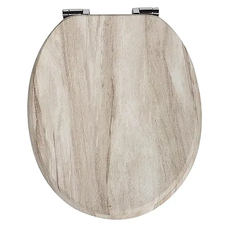 SAINOS  WC-Sitz MDF WC-Sitz, Beige, Universal-O-Form, Absenkautomatik, Unten