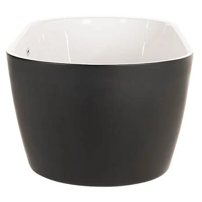 Home Deluxe Freistehende Badewanne CODO - Schwarz - Freistehende Badewanne mit dunkler Außenseite und weißem Innenbereich.
