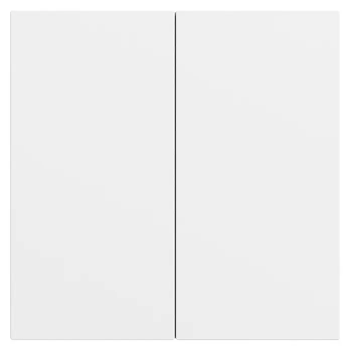 Gira Serienschalterwippe System 70 537072 - Reinweiß seidenmatt, Kunststoff, Unterputzmontage - Zwei schlichte weiße rechteckige Paneele, geeignet als Schranktüren oder modulare Abdeckplatten.