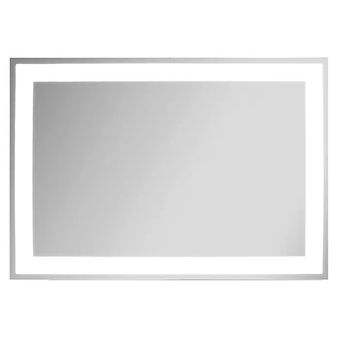 Camargue Stella LED-Lichtspiegel - 100 x 70 cm - Rechteckiger LED-beleuchteter Spiegel mit silbernem Rahmen für Badezimmer und andere Räume, der ein helles und modernes Ambiente schafft.