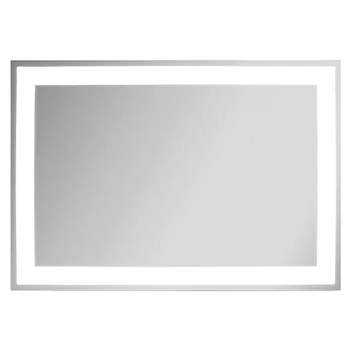 Camargue Stella LED-Lichtspiegel - 100 x 70 cm - Rechteckiger LED-beleuchteter Spiegel mit silbernem Rahmen für Badezimmer und andere Räume, der ein helles und modernes Ambiente schafft.