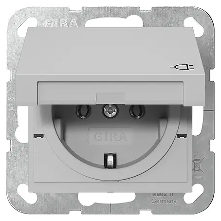 Gira System 55 Klappdeckelsteckdose 4454015 mit Klappdeckel