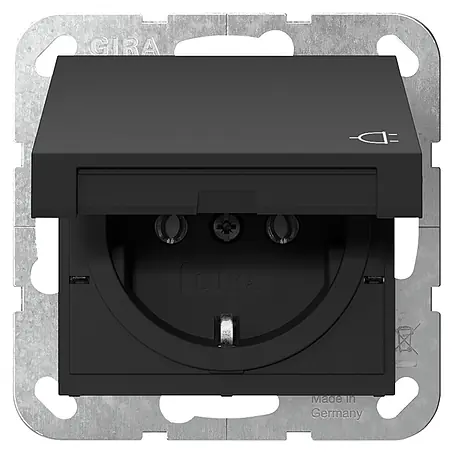 Gira System 55 Klappdeckelsteckdose 4454005 mit Klappdeckel
