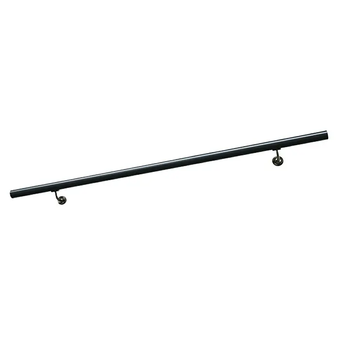 Treba Frewa Handlauf-Set H25 - Aluminium, Anthrazit, Länge: 1.500 mm - Aufnahme eines eleganten, schwarzen Treppengeländers mit Halterungen, das Funktionalität und modernes Design vereint.