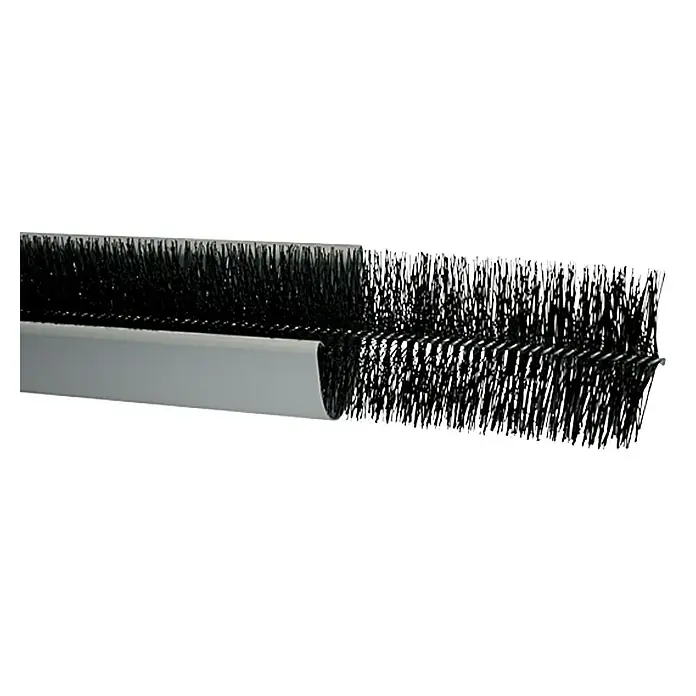 Marley Rinnenraupe - Länge: 1,2 m, Durchmesser: 120 mm - Bürstendichtung mit grauem Rahmen und schwarzen Borsten für Türen und Fenster.