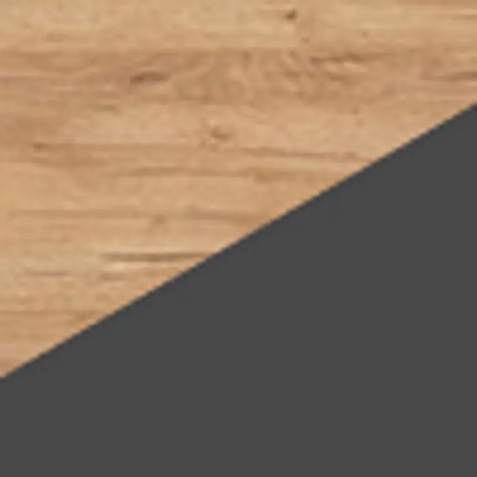 Vicco Singleküche R-Line Anthrazit/Goldkraft Eiche zweifarbige Schränke, AP Eiche - Breite: 140 cm, Anthrazit, Mit AP Eiche - Zweifarbige Musterplatte mit heller Holzmaserung und dunkelgrauer Oberfläche.