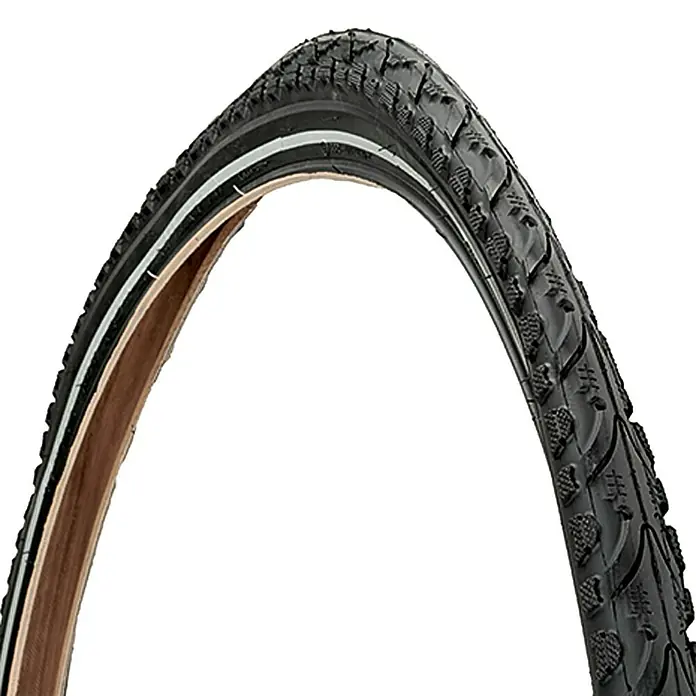 Fischer Fahrradreifen - 28 ", 1,375 " - 1,75 ", Pannensicher - Fahrradreifen mit brauner Seitenwand und Profil für verschiedene Untergründe.