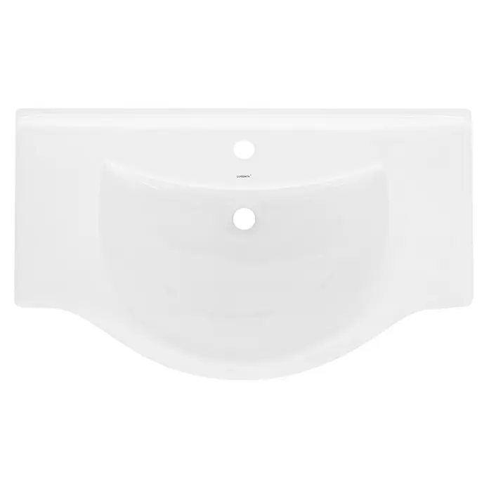 LuxeBath Waschbecken aus Keramik Weiß 86x21,5x51,5 cm Einbauwaschtisch -  - Weiße Keramik-Waschtischplatte mit integriertem Waschbecken, Einzelloch für Armatur und Überlauf.