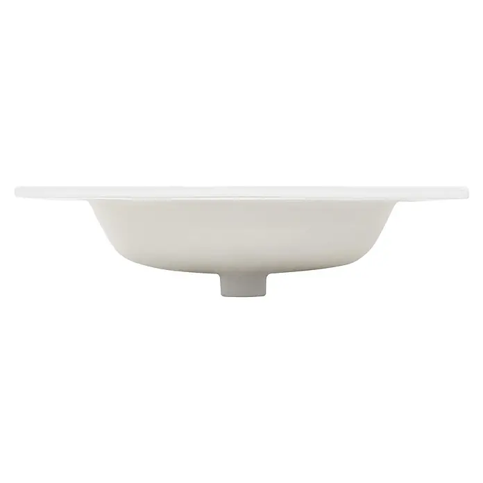 LuxeBath Waschbecken Keramik Weiß 61x16,5x46 cm Eckig Einbauwaschtisch -  - Unteransicht eines weißen Keramik- oder Porzellan-Unterbauspülbeckens.